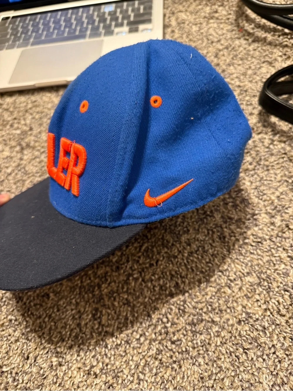 Nike Kids Blue Cap with Orange 'BALLER' Embroidery